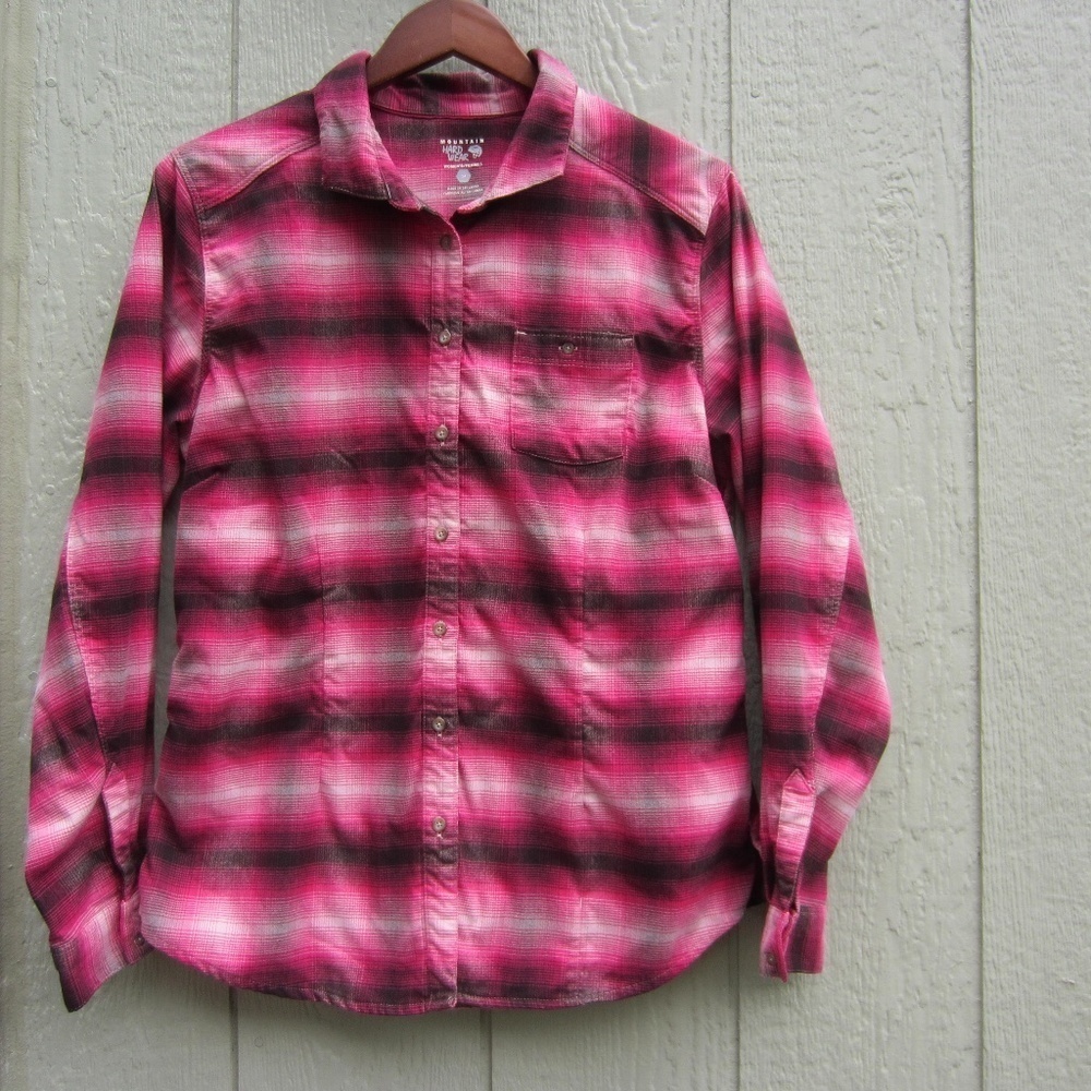 Mountain Hardwear Shirt Women's 14 Plaid‎ Red/Black Pockect Long sleeves Outdoor